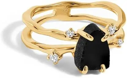 Raw Crystal Ring - Protection Black Onyx Ring