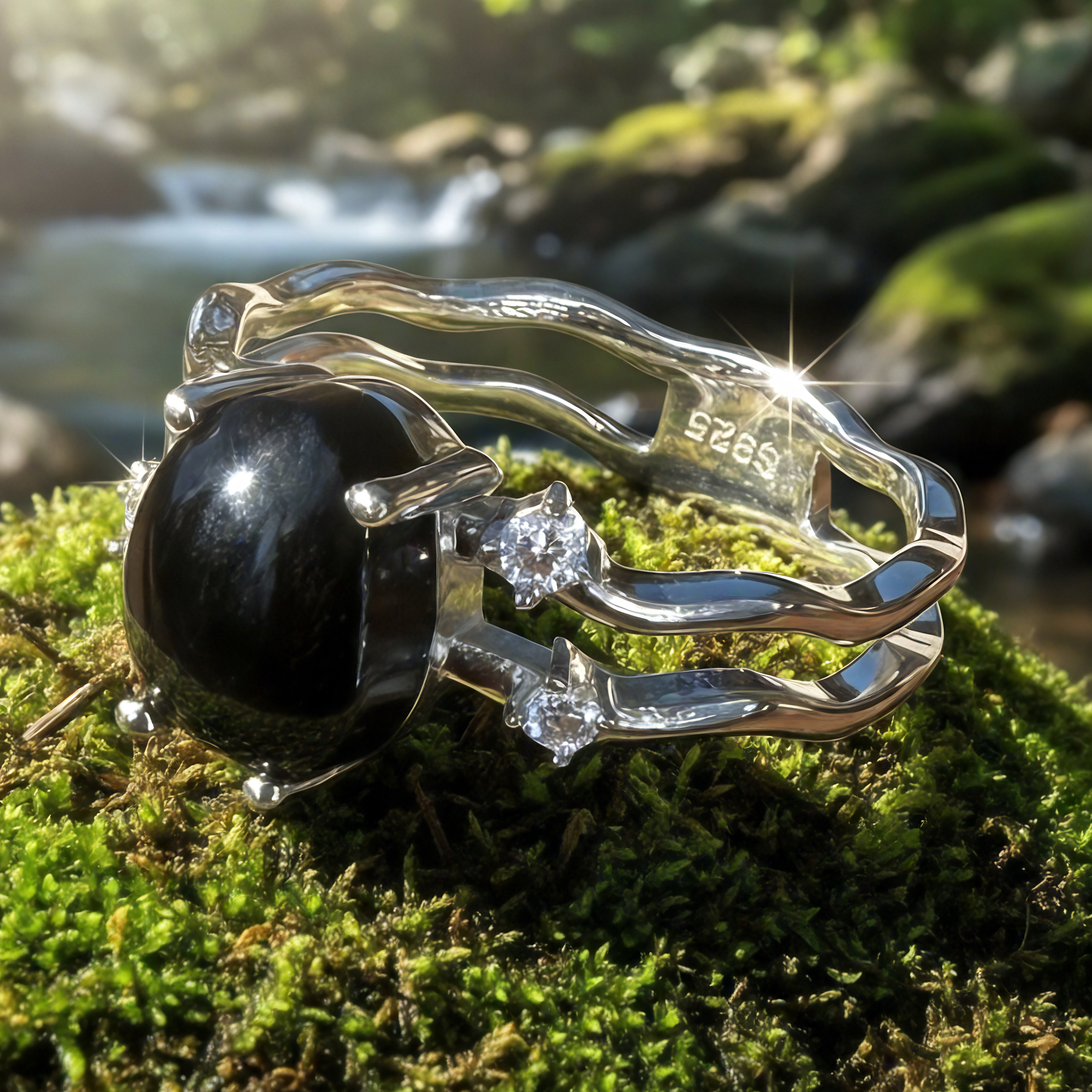 Silver Onyx Claw Ring