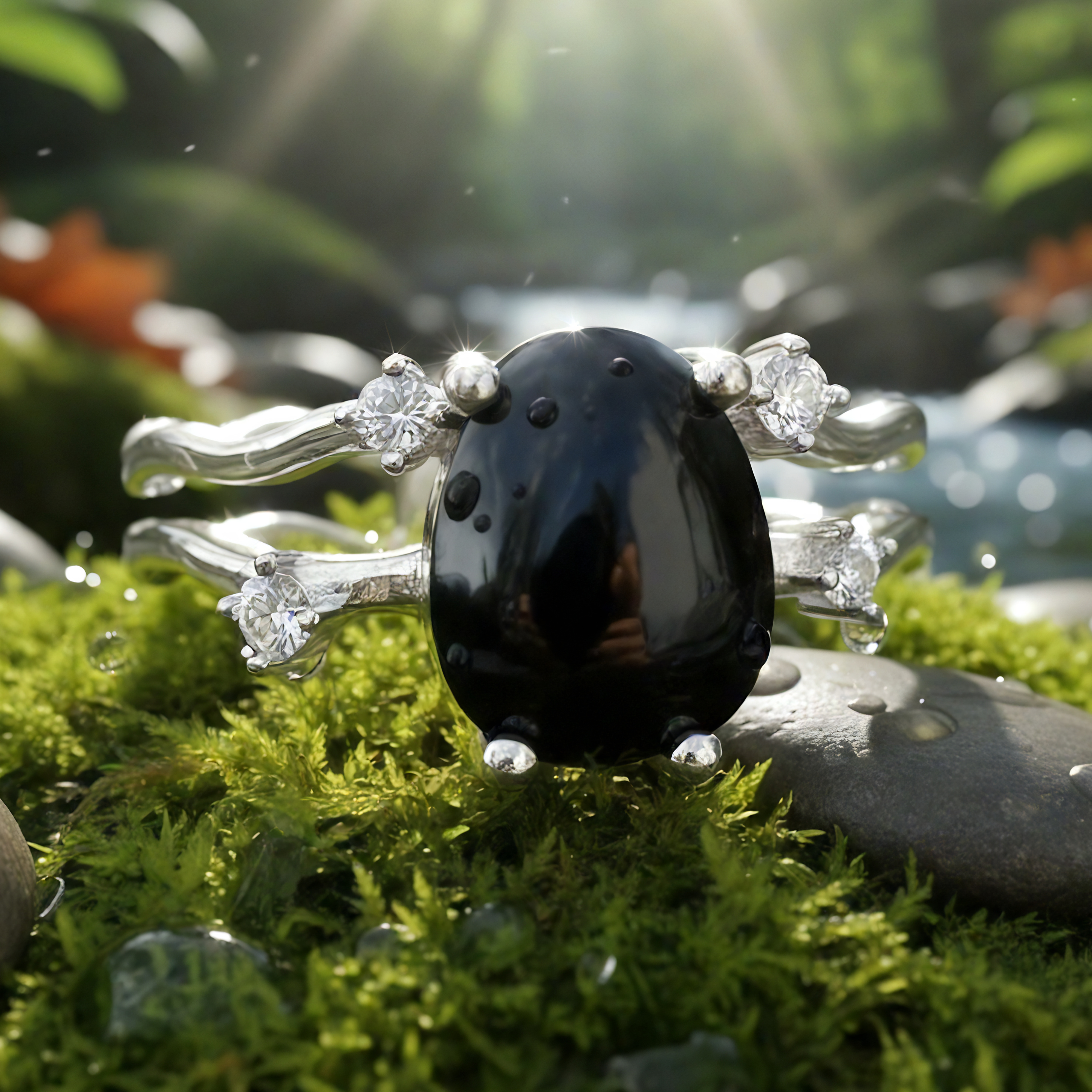 Silver Onyx Claw Ring