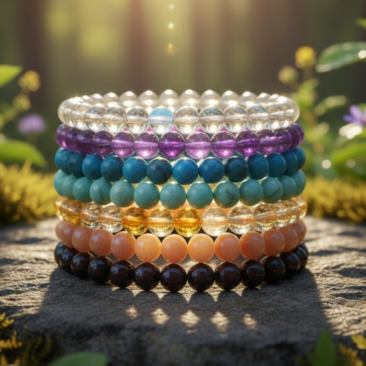 Seven Chakra Mala Gemstone Bracelet Set