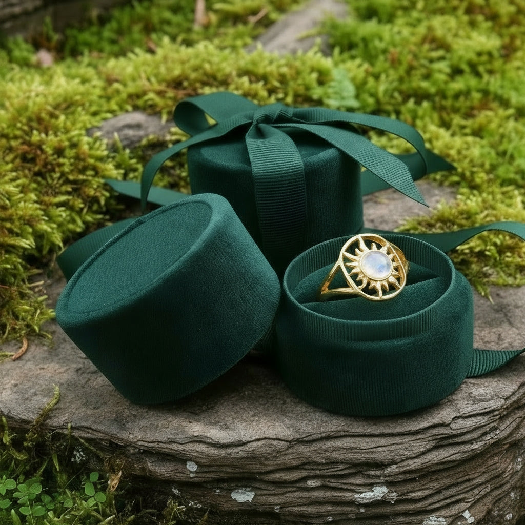 Moonstone Solar Gold Ring