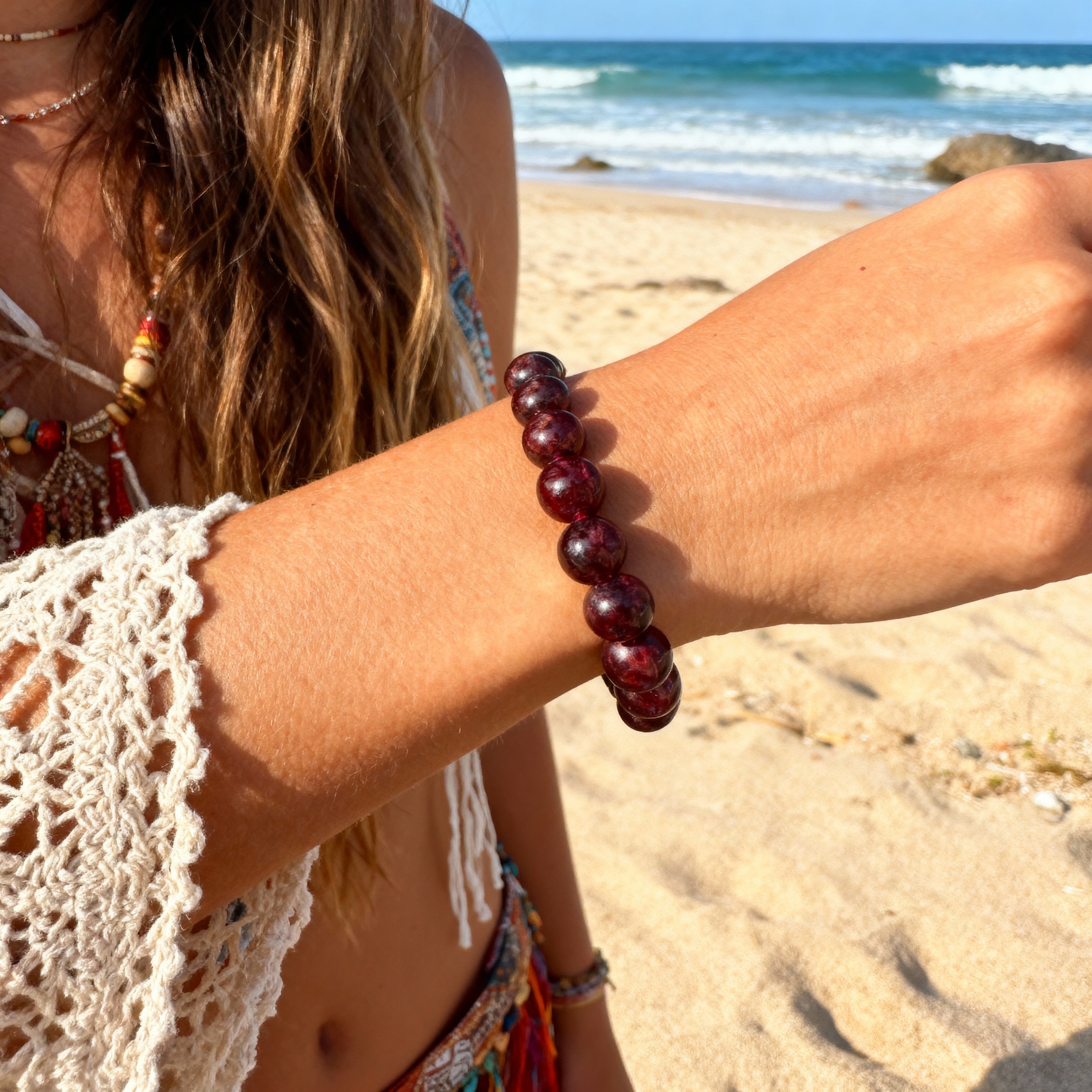 Garnet Mala Bracelet
