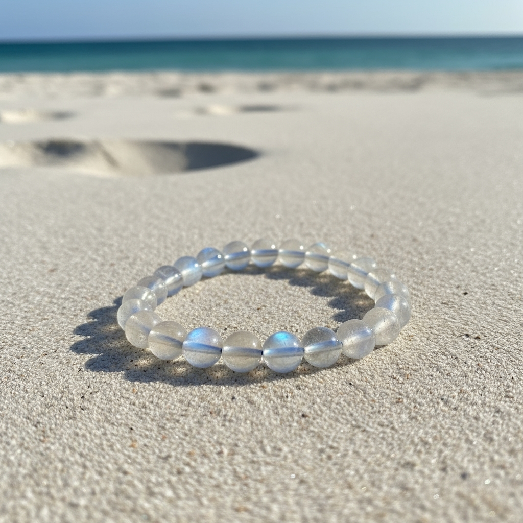 Grey Moonstone Mala Bracelet