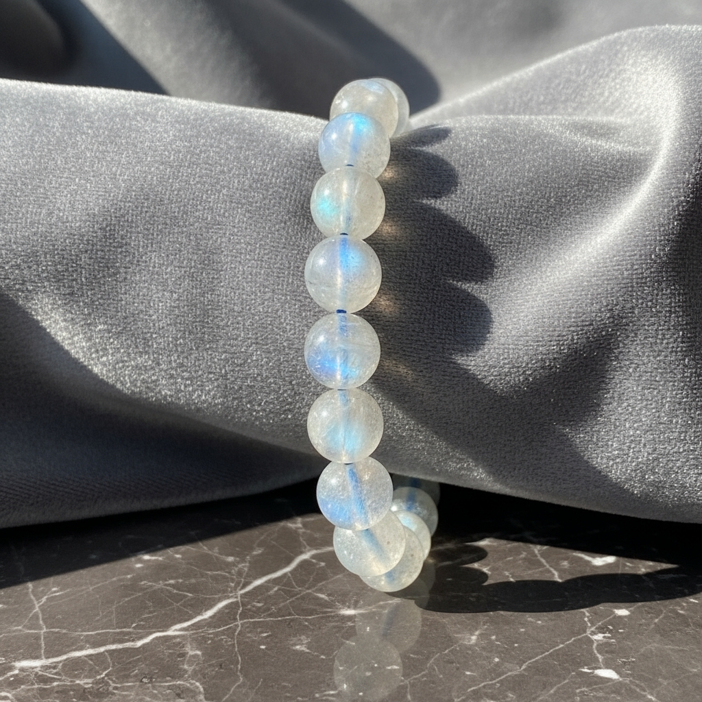 Grey Moonstone Mala Bracelet