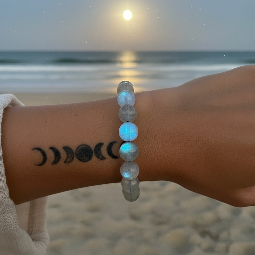 Grey Moonstone Mala Bracelet