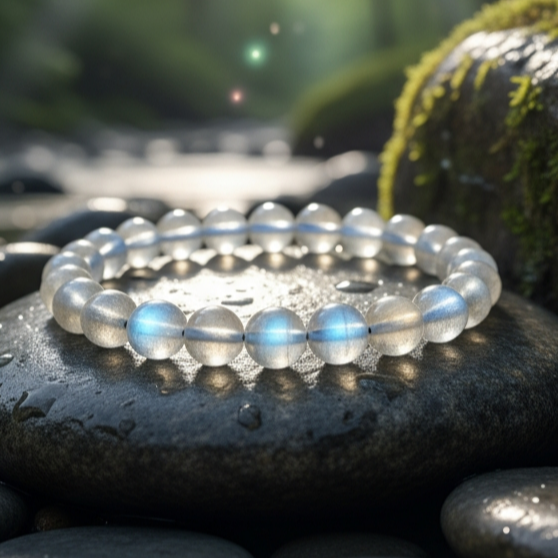 Grey Moonstone Mala Bracelet