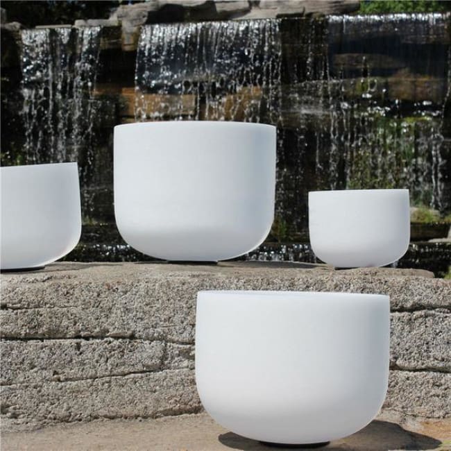10 Frosted Pure Quartz Crystal Chakra Tuned Singing Bowls