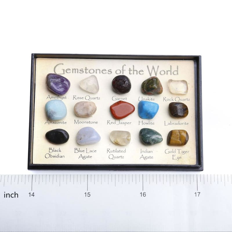15 Piece Tumbled Gemstones Of The World Gift Box Collection