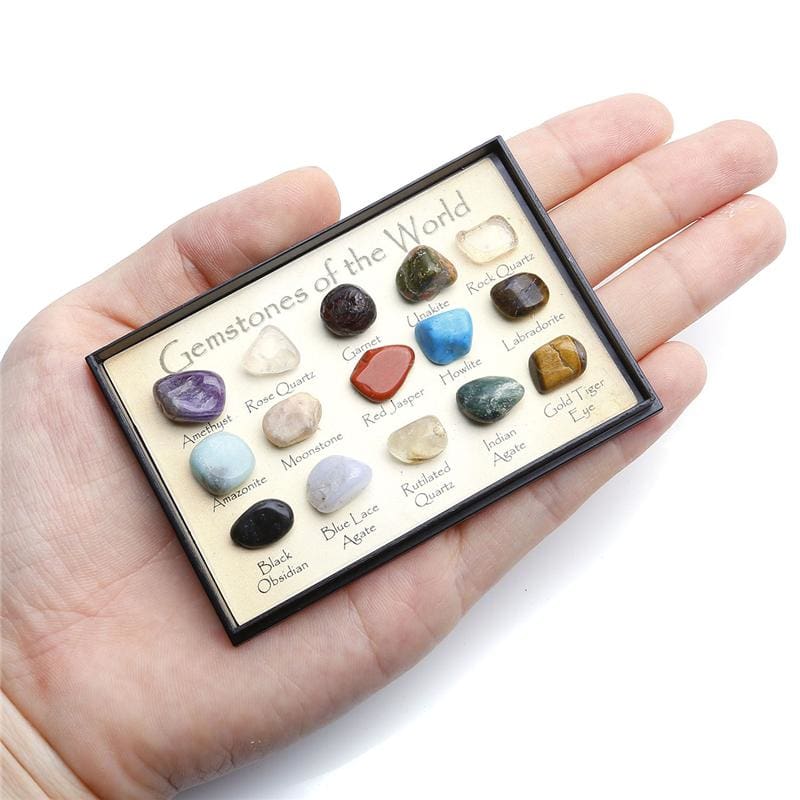 15 Piece Tumbled Gemstones Of The World Gift Box Collection