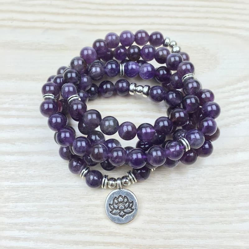Amethyst Mala Bead Bracelet Or Necklace