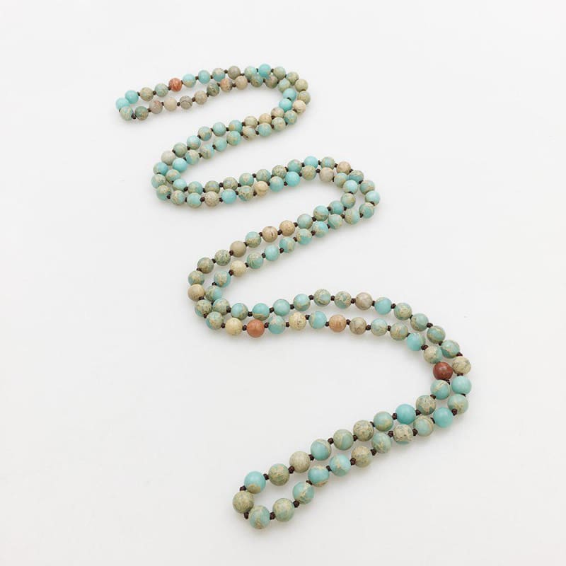Aqua Terra Stone Mala Bead Necklace