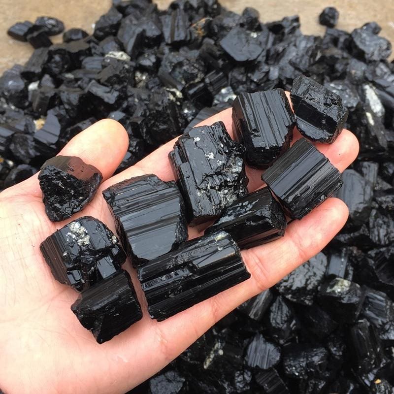 Black Tourmaline Rough Stone Bundle (100 Grams) (5-10 Stones)