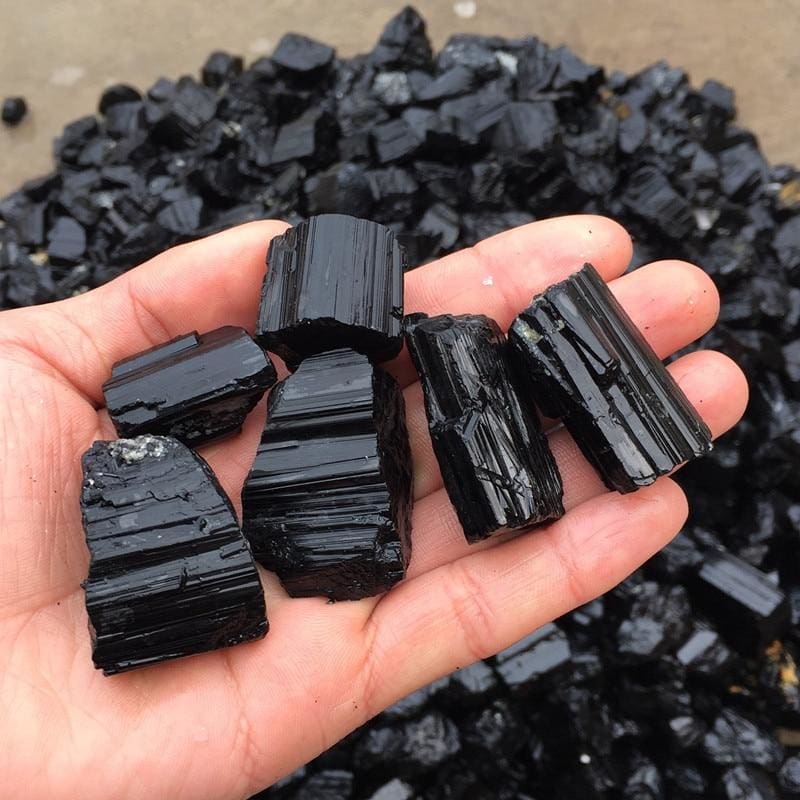 Black Tourmaline Rough Stone Bundle (100 Grams) (5-10 Stones)