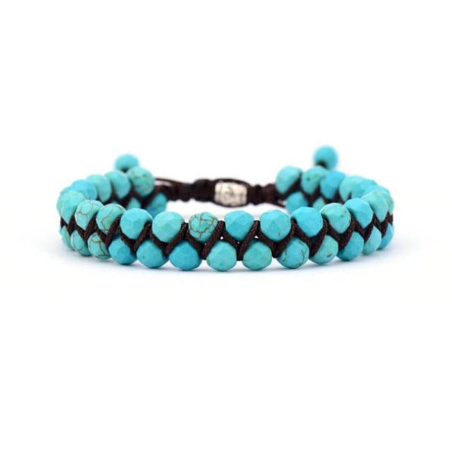 Earth Spirit Braided Woven Natural Stone Bracelet - Turquoise