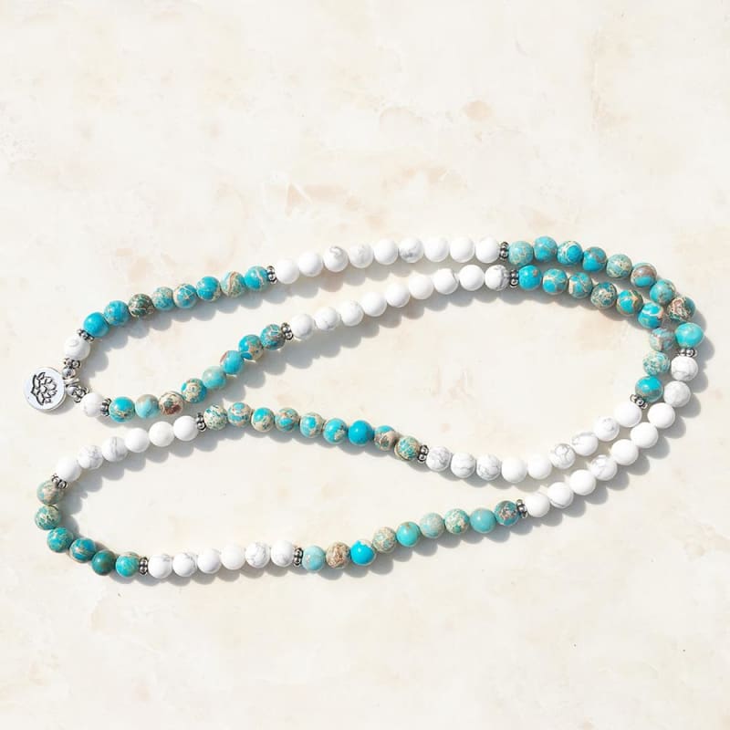 Howlite And Turquoise Mala Bead Bracelet Or Necklace
