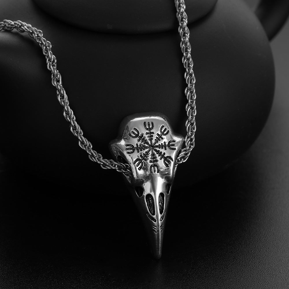 Viking Pendant Odin's Raven Huginn with Nordic Rune