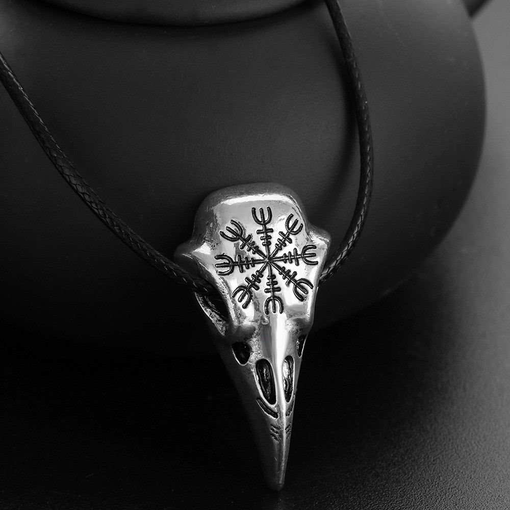 Viking Pendant Odin's Raven Huginn with Nordic Rune