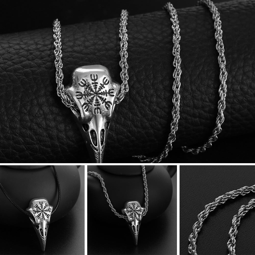 Viking Pendant Odin's Raven Huginn with Nordic Rune