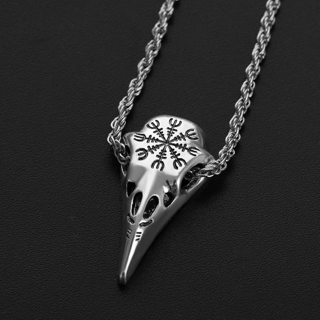 Viking Pendant Odin's Raven Huginn with Nordic Rune