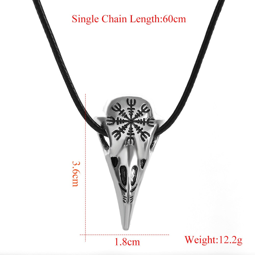 Viking Pendant Odin's Raven Huginn with Nordic Rune