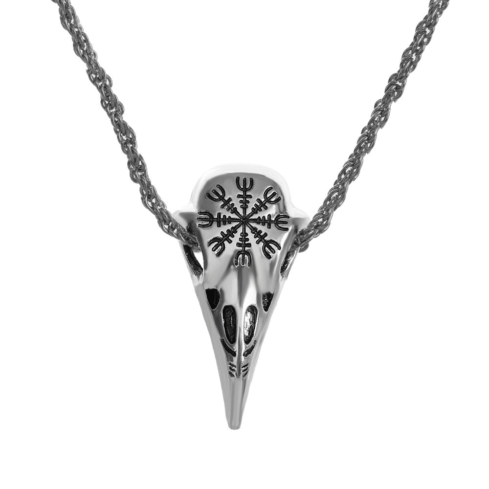 Viking Pendant Odin's Raven Huginn with Nordic Rune