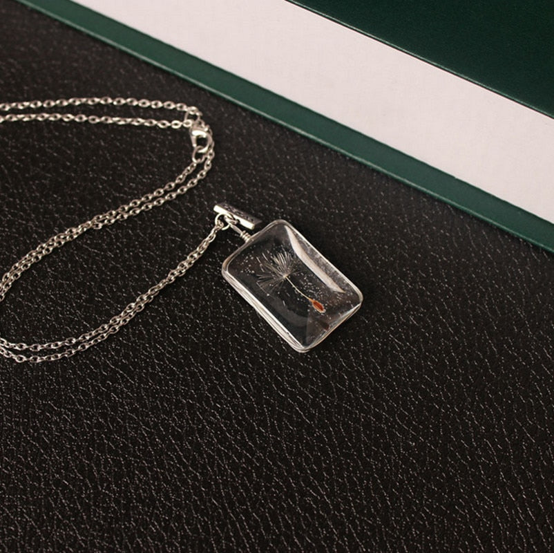 Dandelion Glass Necklace