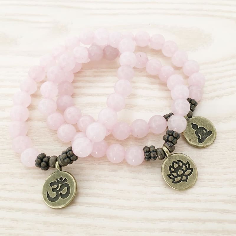 Rose Quartz Mala Bead Bracelet