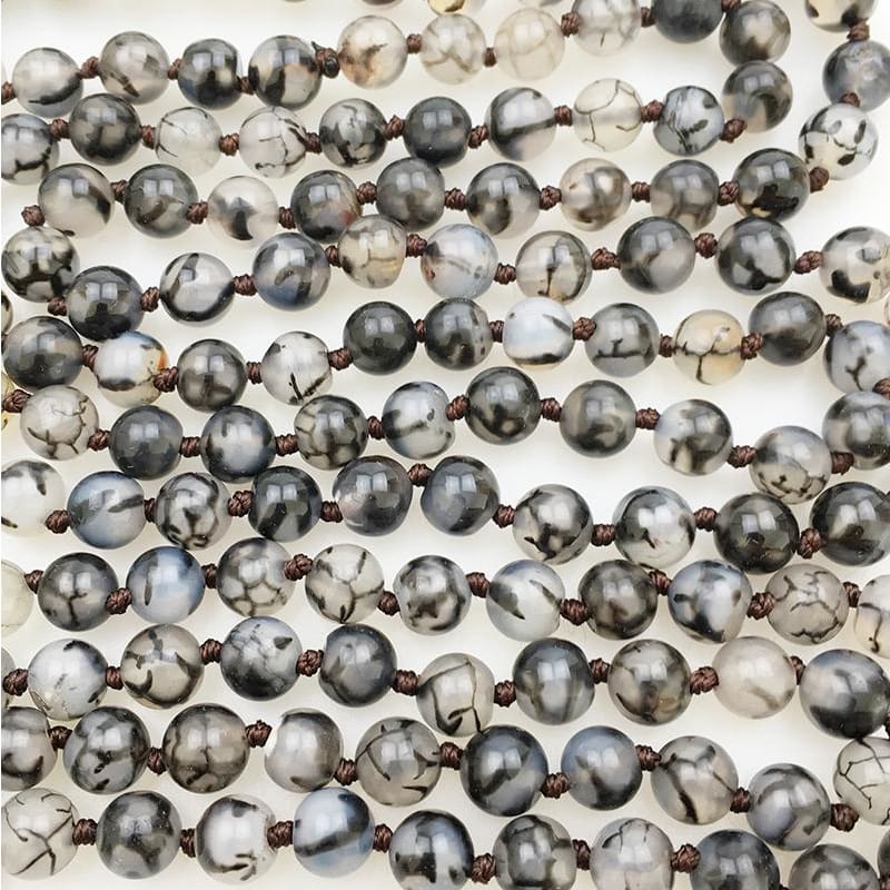 Snowflake Stone Mala Bead Necklace