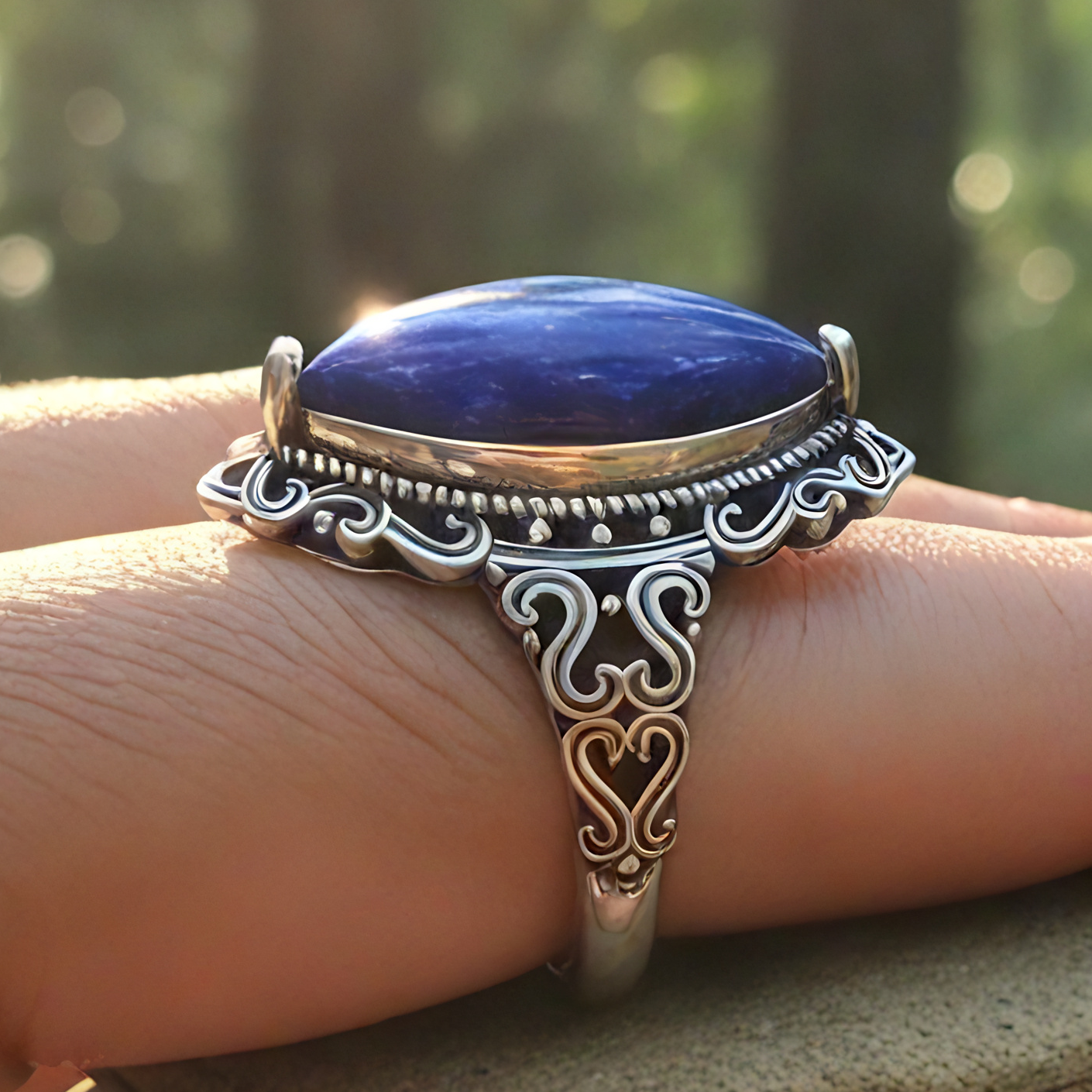 Lapis Lazuli & Silver Royal Priestess Adjustable Ring