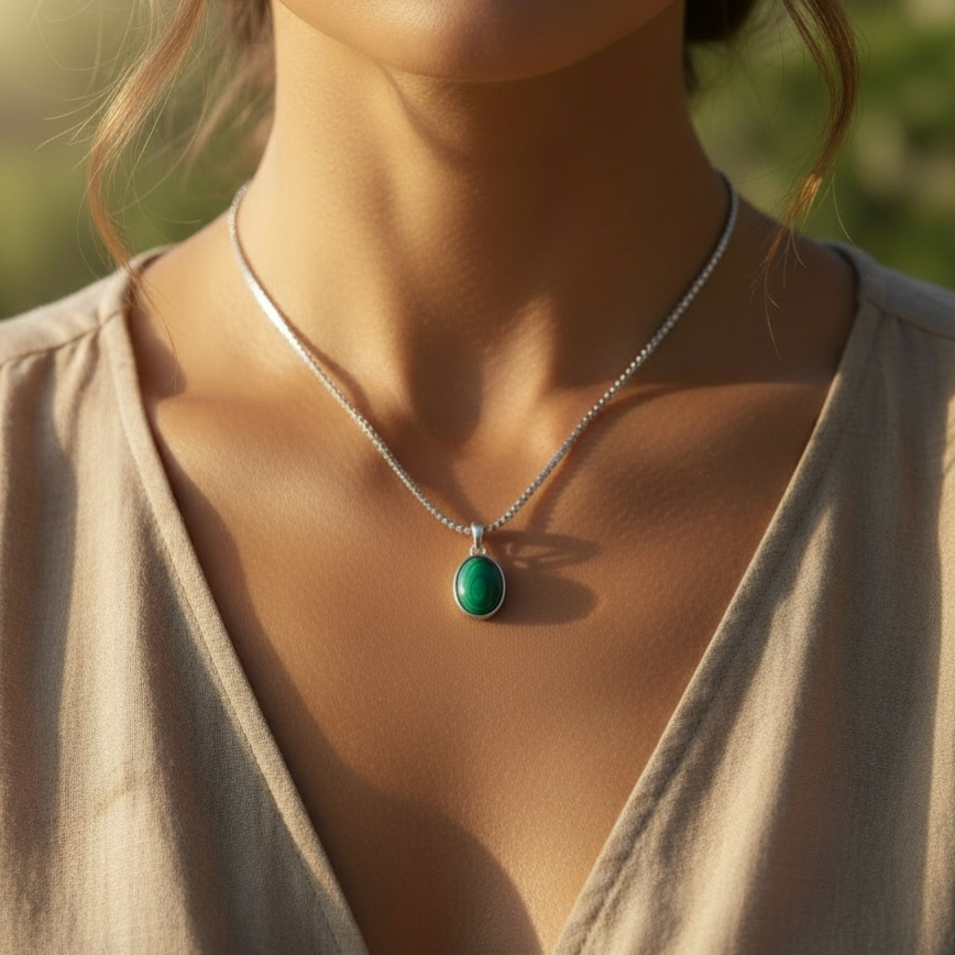 Malachite & Silver Transformation Necklace