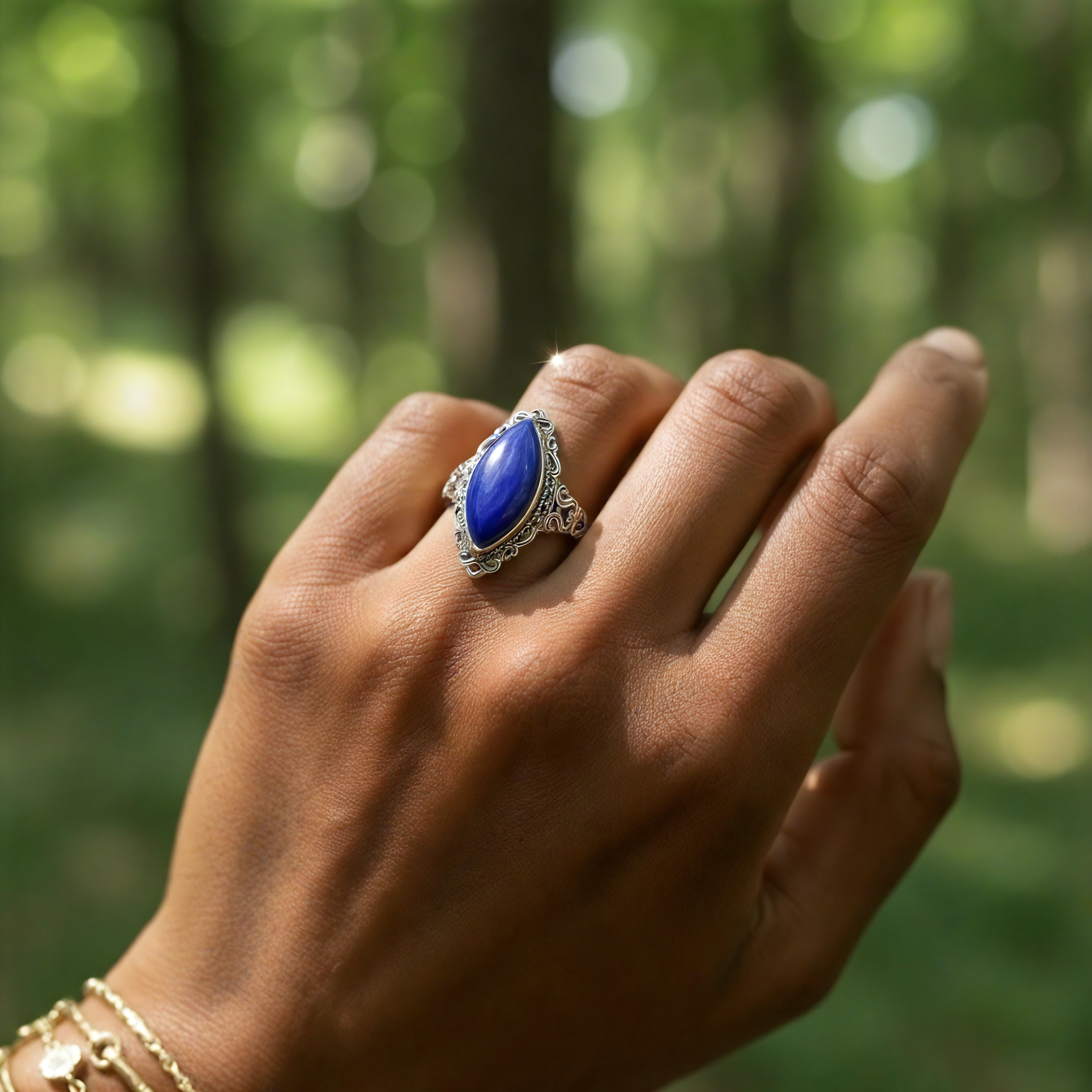 Lapis Lazuli & Silver Royal Priestess Adjustable Ring