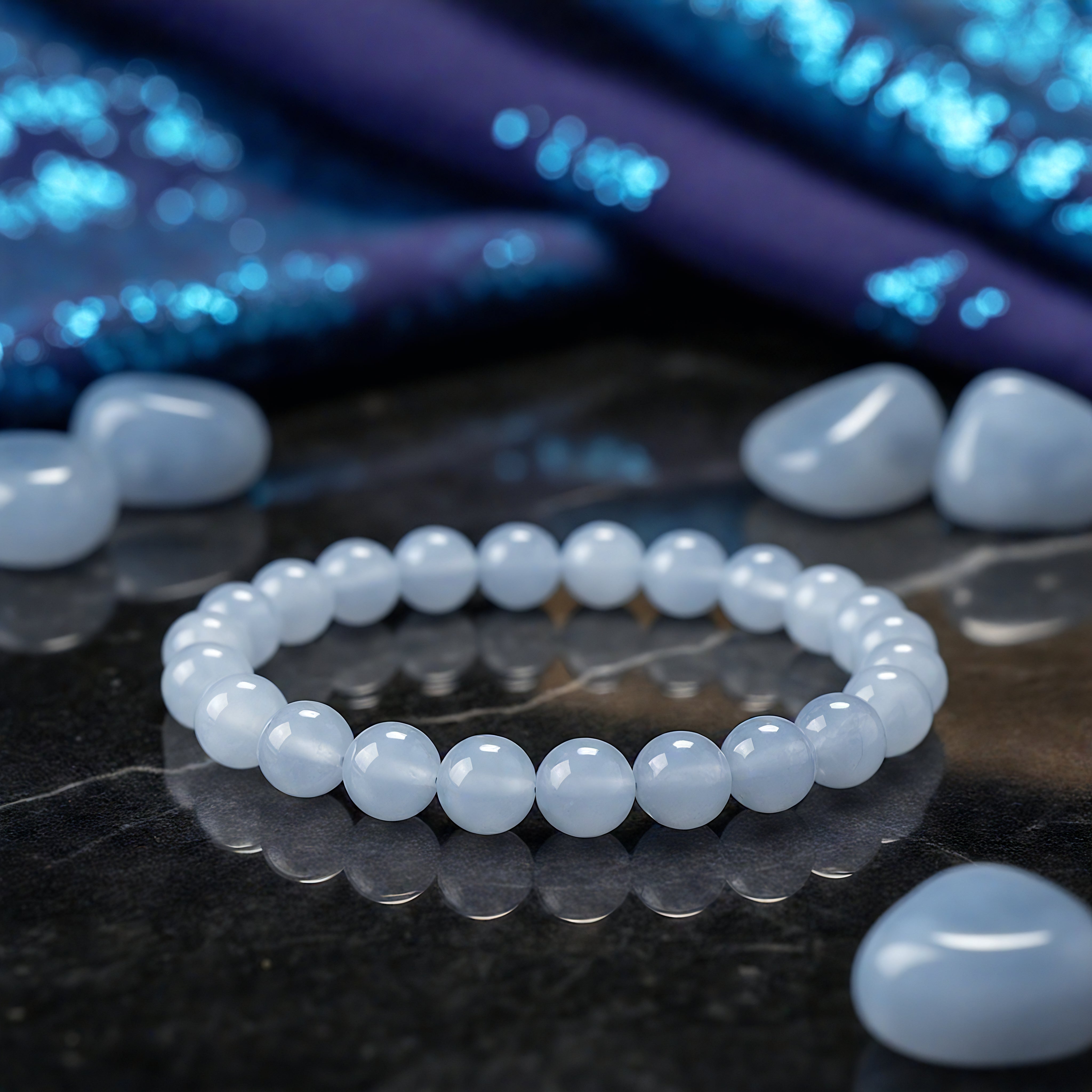 Blue Lace Agate Mala Bracelet