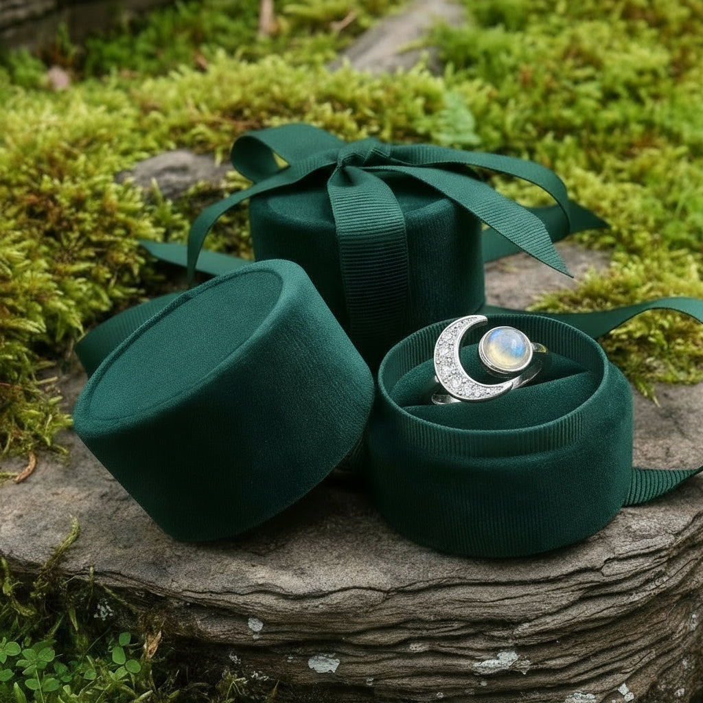 Moonstone & Silver Lunar Ring