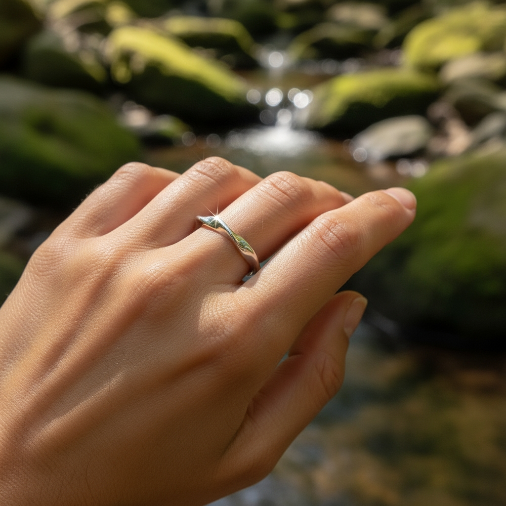 Silver Wave Band Ring