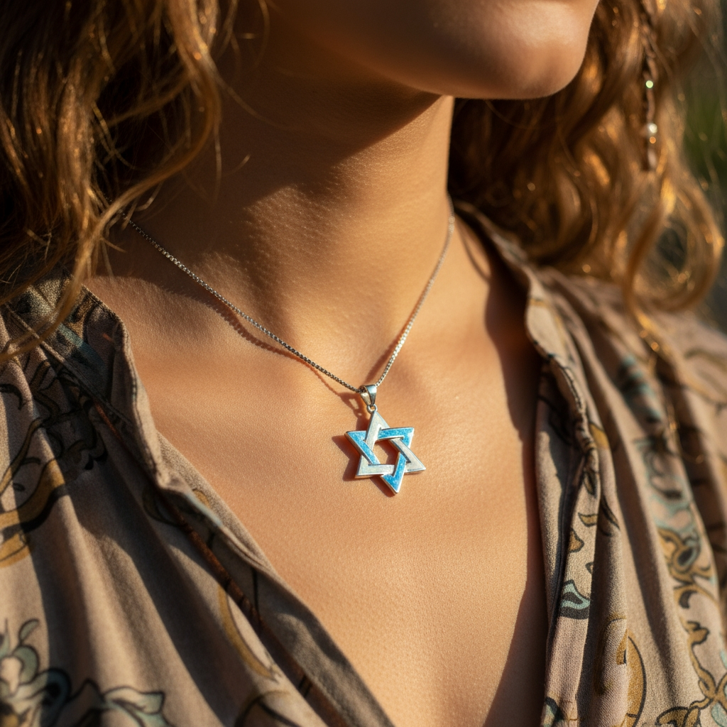 Opal Star of David/ Merkaba Necklace