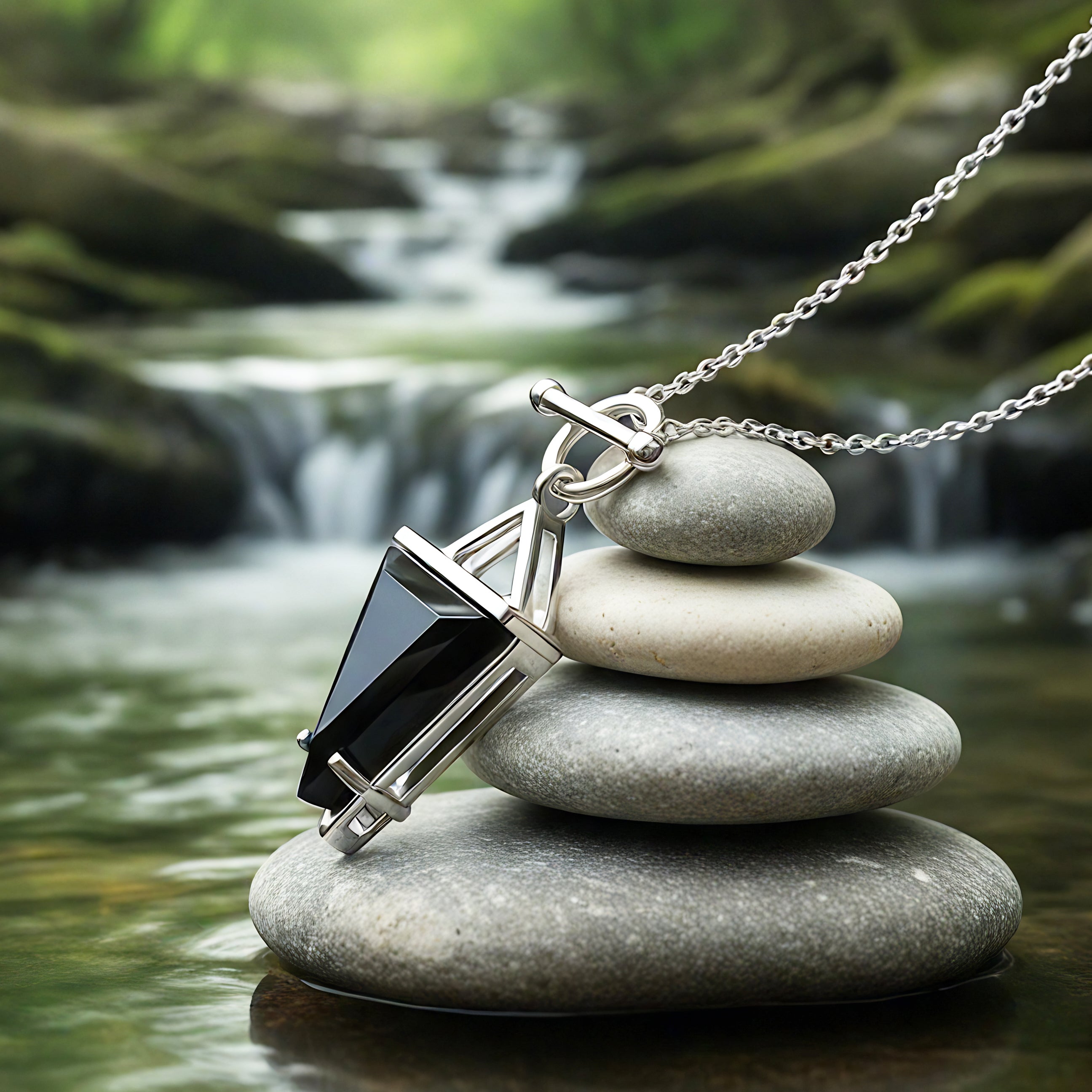 Black Onyx & Silver Guardian Necklace
