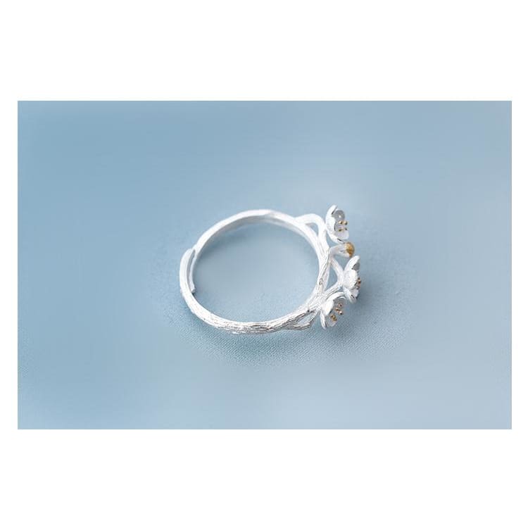 925 Silver Cherry Flower Adjustable Fairytale Ring