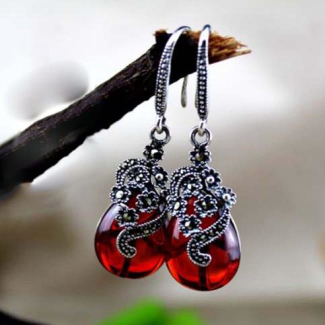 925 Silver Semi-Precious Royal Garnet Earrings