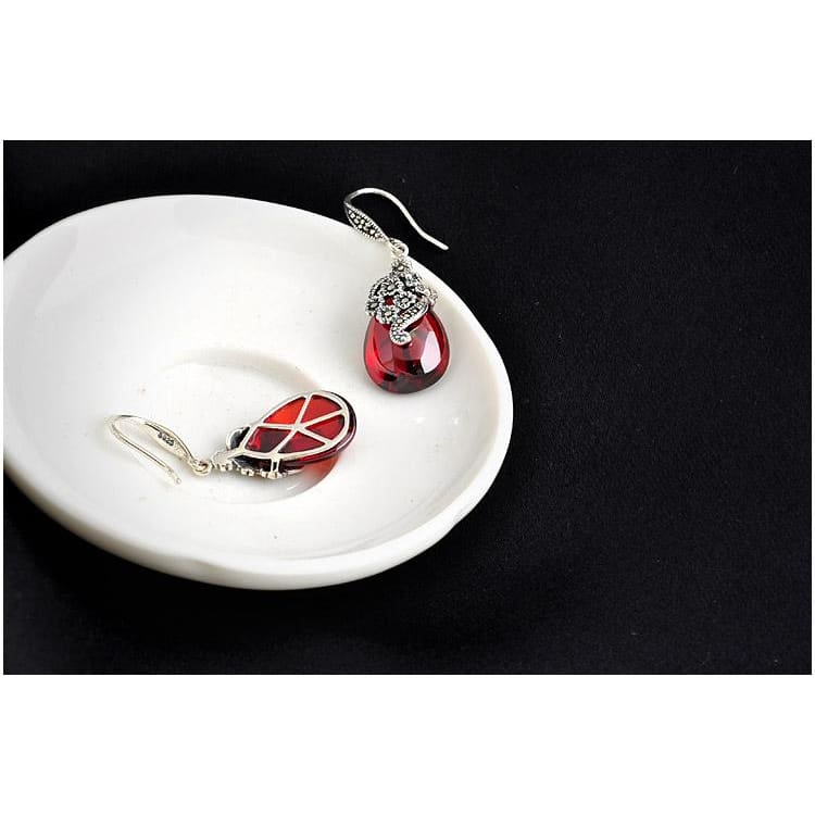 925 Silver Semi-Precious Royal Garnet Earrings