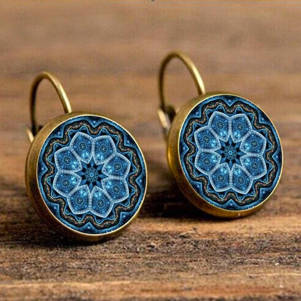 Bright Blue Mandala Earrings