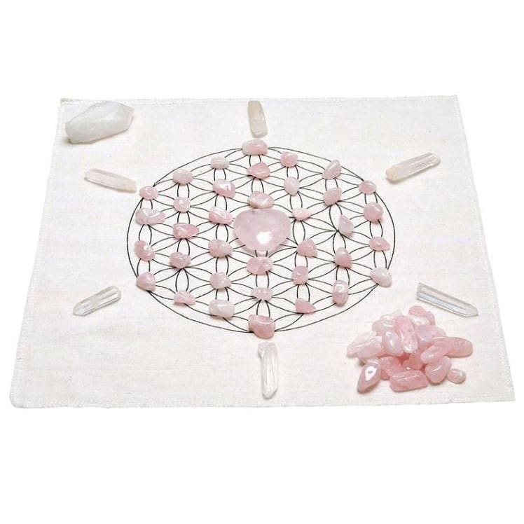 Crystal Grid Reiki Energy Healing Kit With Rose And Clear Quartz