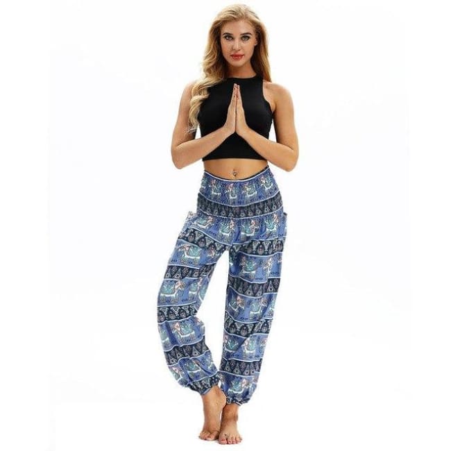 Harem Pants One-Size Fits All So Comfortable! - Navy Elephant / One Size