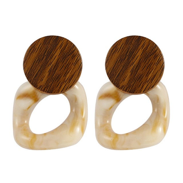 Geometric Wood with Resin Earrings