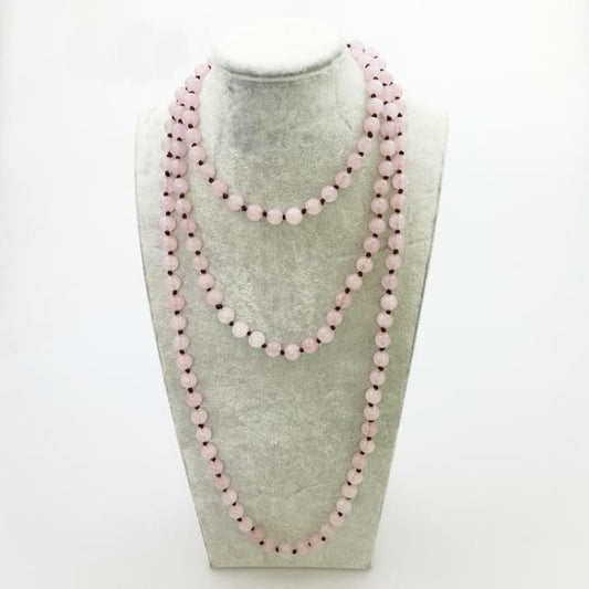 Rose Quartz Mala Bead Necklace