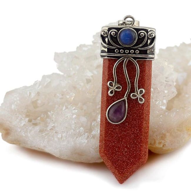 Trinity Stone Pendant - Gold Sand