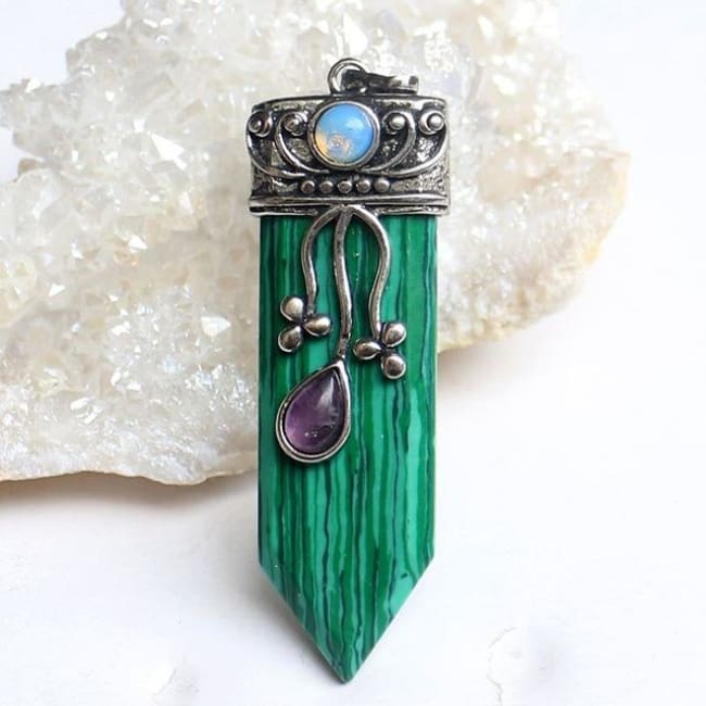 Trinity Stone Pendant - Malachite