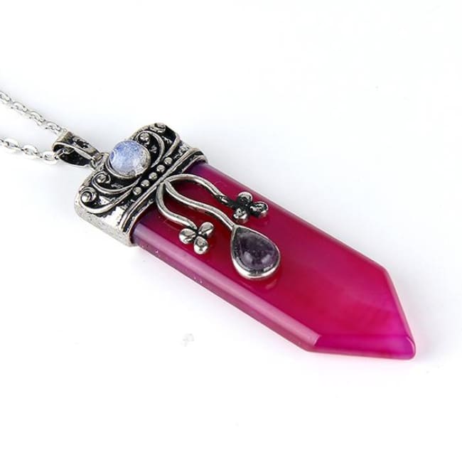 Trinity Stone Pendant - Pink Agate