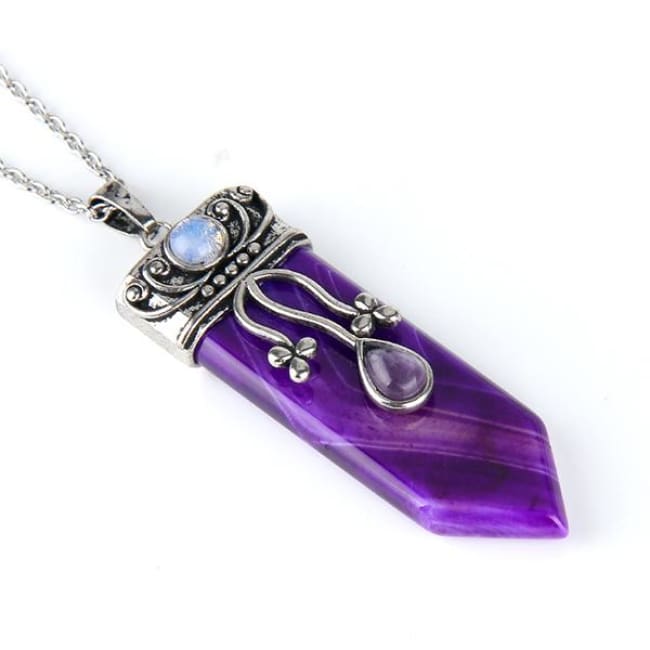 Trinity Stone Pendant - Purple Agate