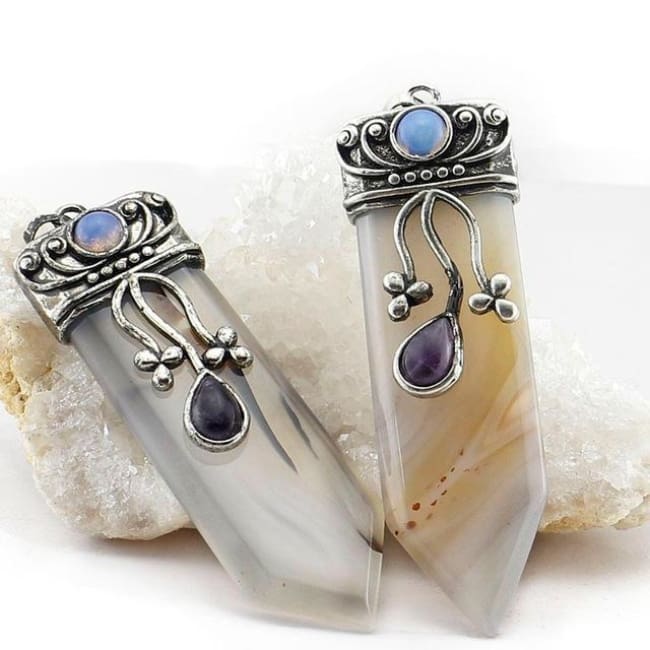Trinity Stone Pendant - White Agate