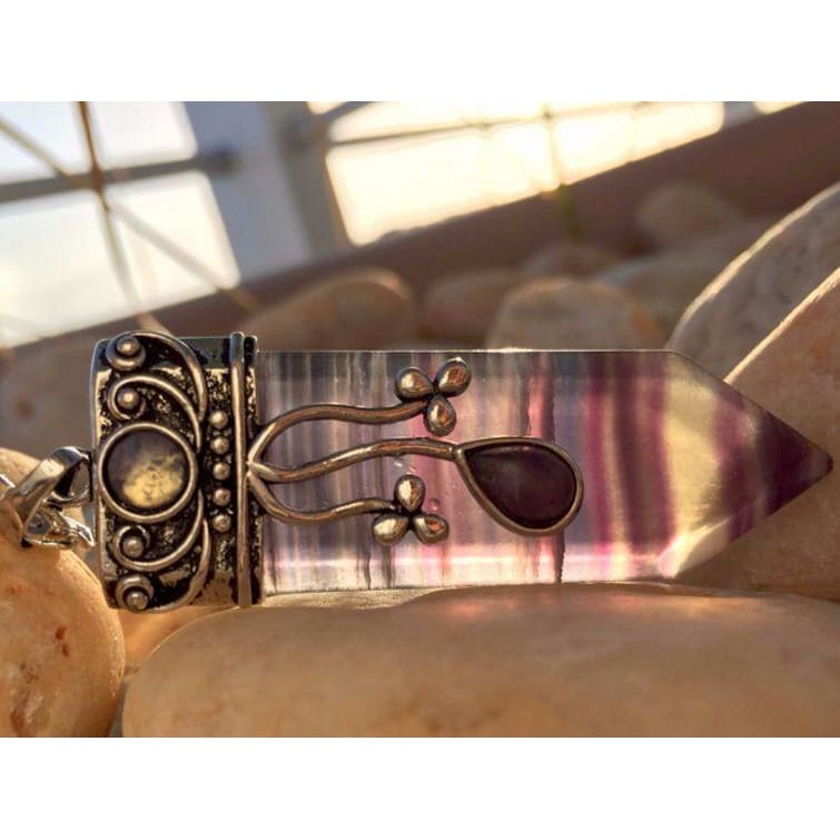 Trinity Stone Rainbow Fluorite Pendant
